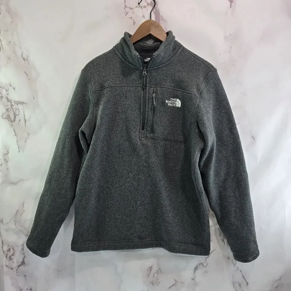 North Face Jacket Men Medium Gray Half Zip Recycled Fleece Gordon Lyons Sweater